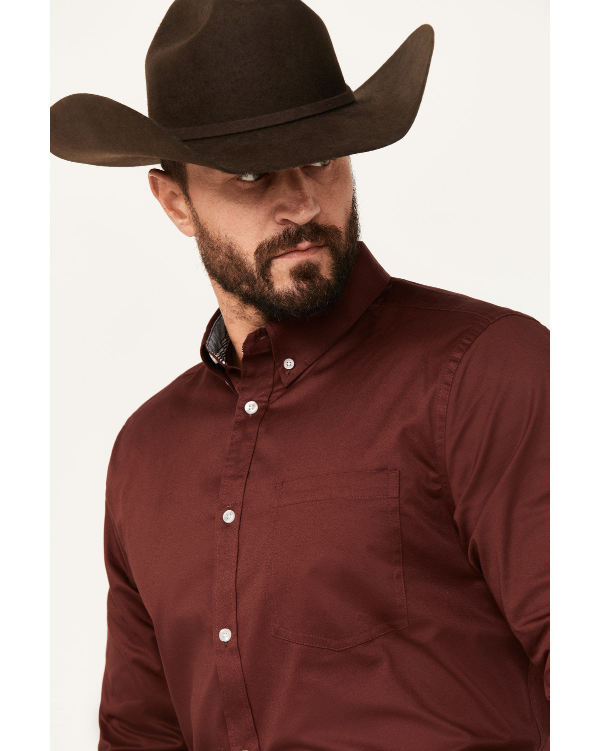 Men's Basic Twill Long Sleeve Button-Down Performance Weste