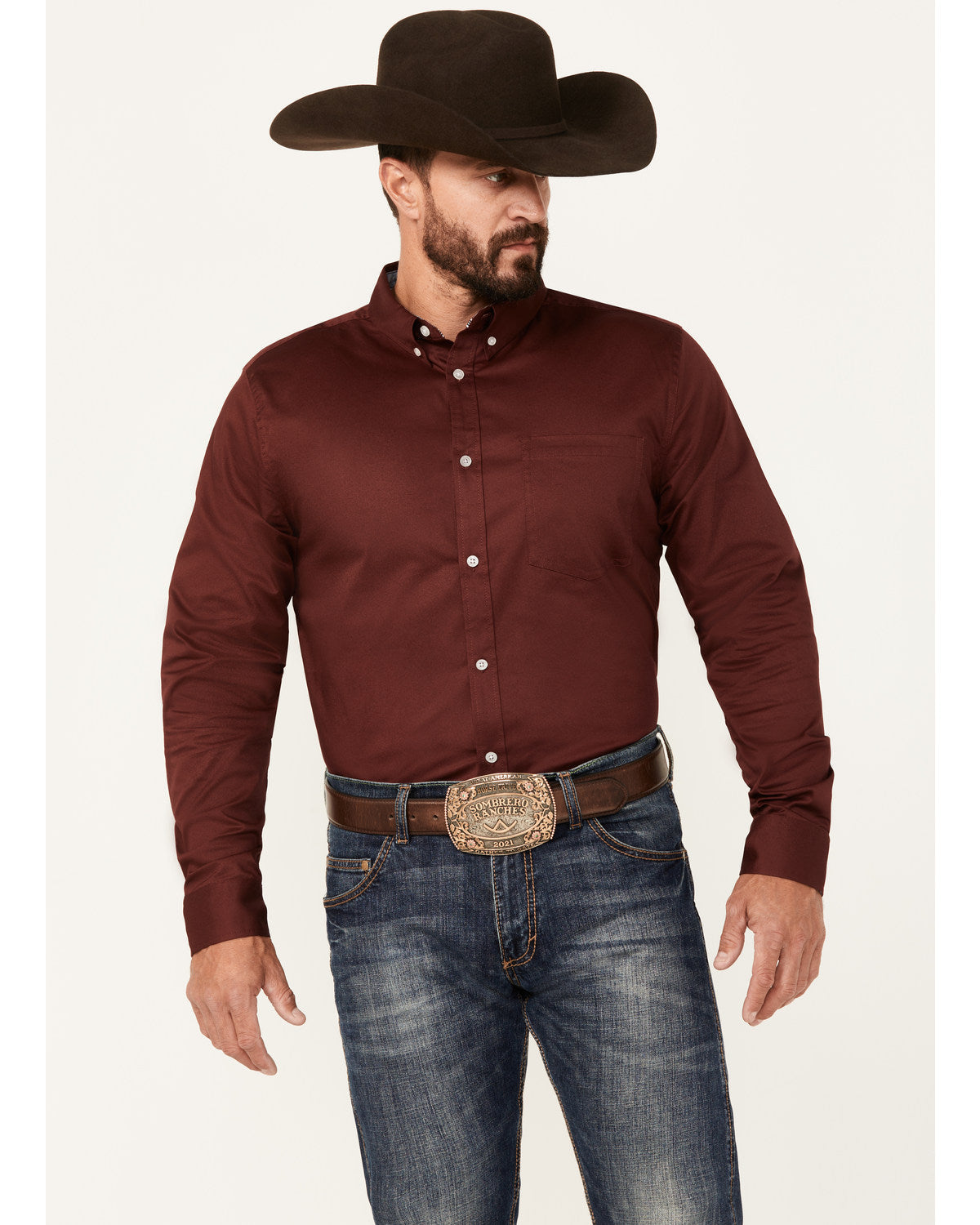 Men's Basic Twill Long Sleeve Button-Down Performance Weste