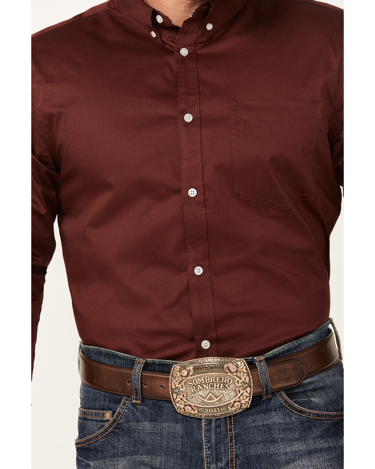 Men's Basic Twill Long Sleeve Button-Down Performance Weste