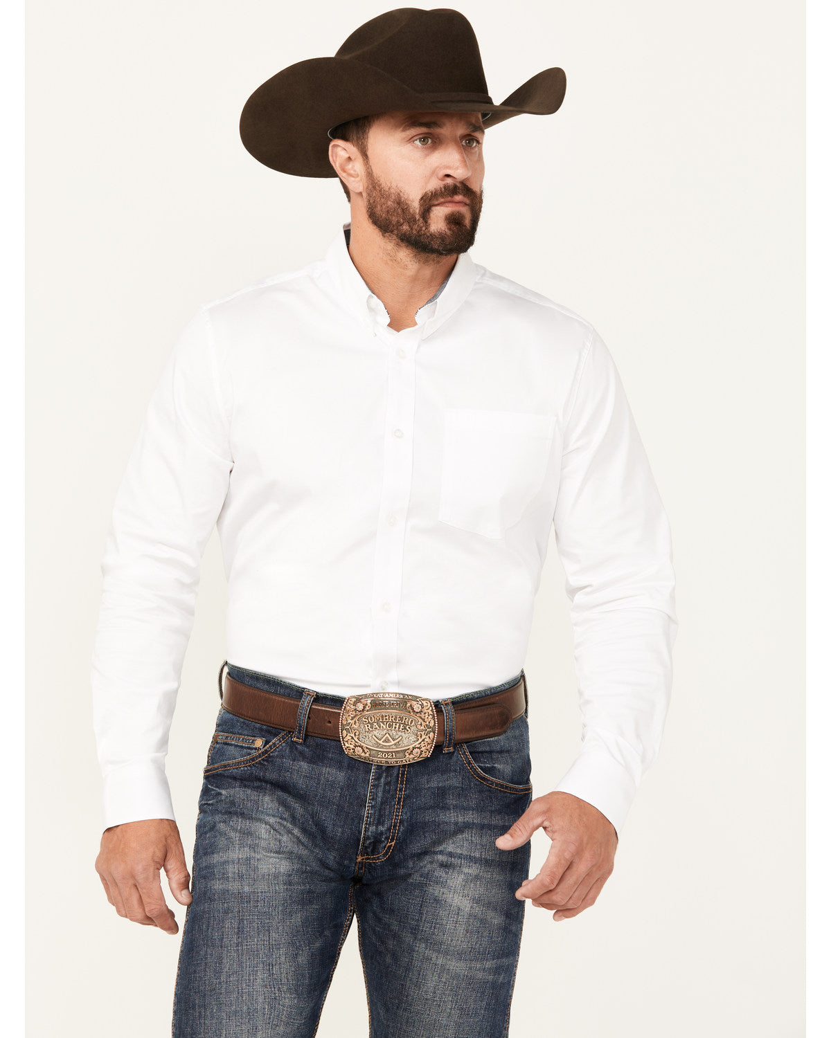 Men's Basic Twill Long Sleeve Button-Down Performance Weste
