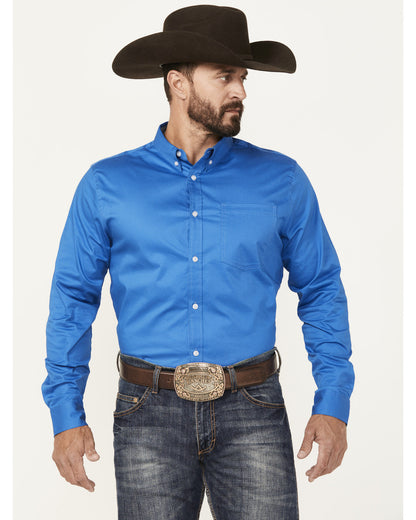 Men's Basic Twill Long Sleeve Button-Down Performance Weste