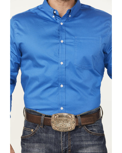 Men's Basic Twill Long Sleeve Button-Down Performance Weste