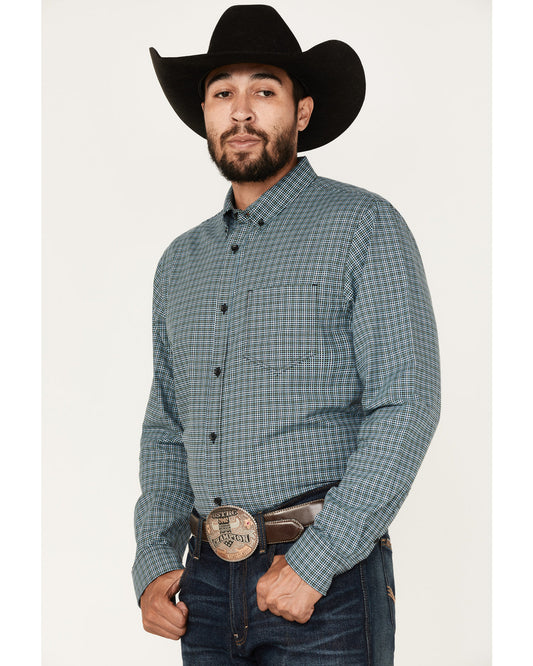 Men's Small Plaid Button Down Western Shirt