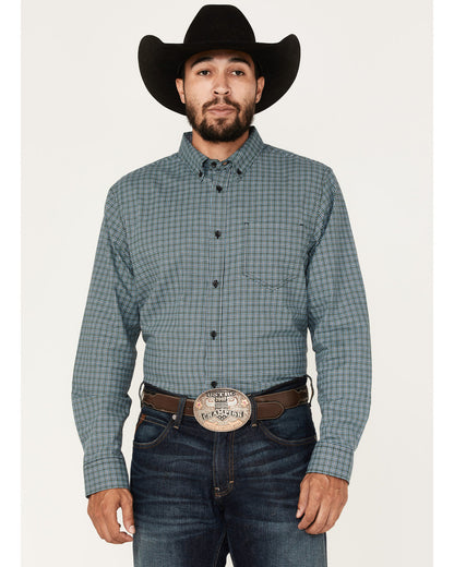 Men's Small Plaid Button Down Western Shirt
