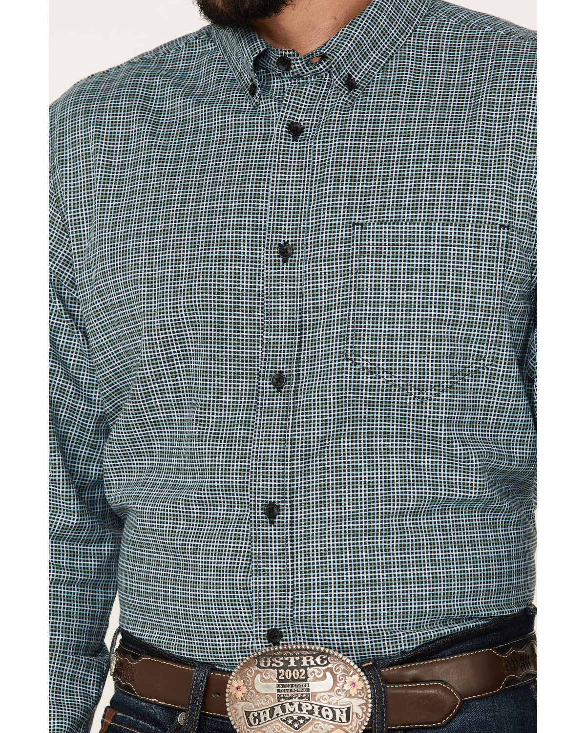 Men's Small Plaid Button Down Western Shirt