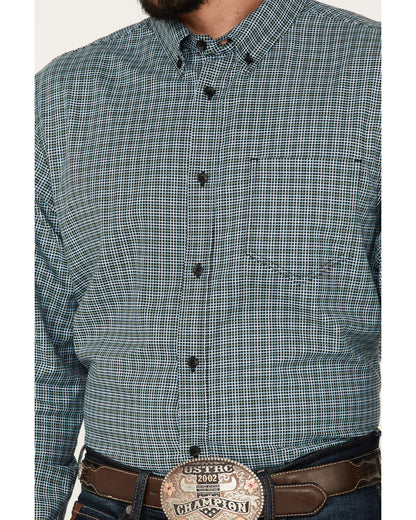 Men's Small Plaid Button Down Western Shirt