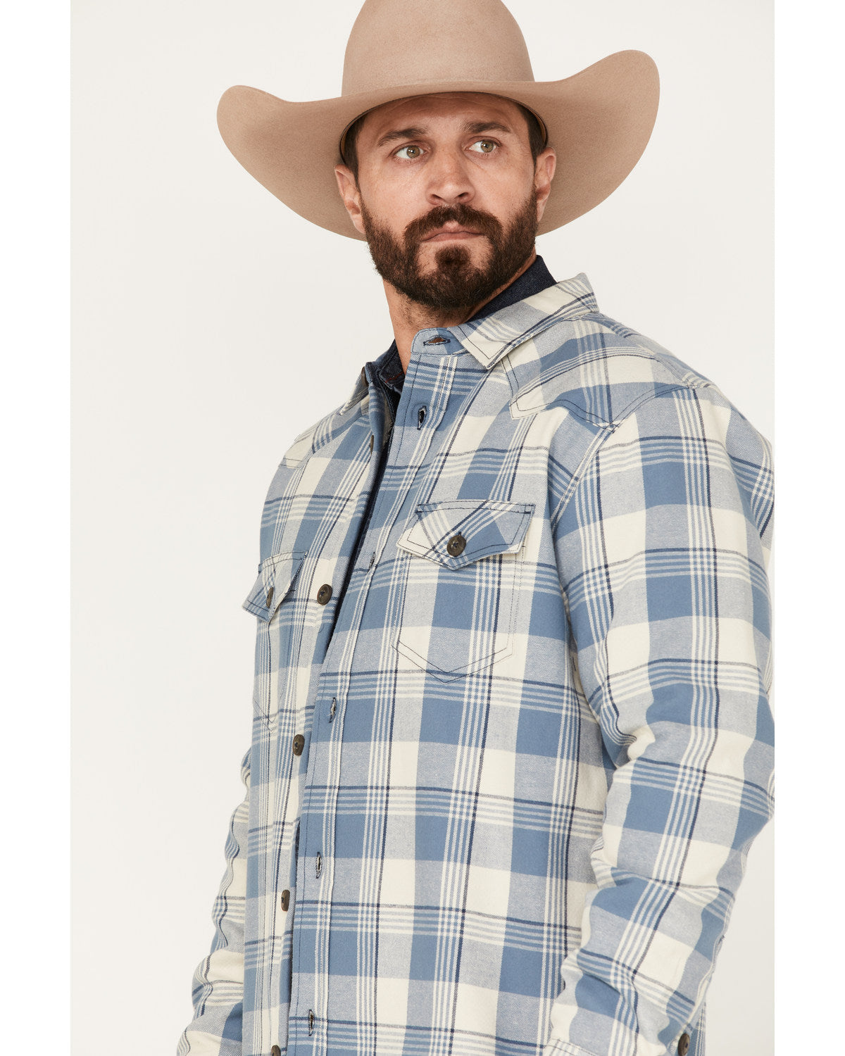 Men's Oregon Trail Plaid Button-Down Bonded Western Flannel