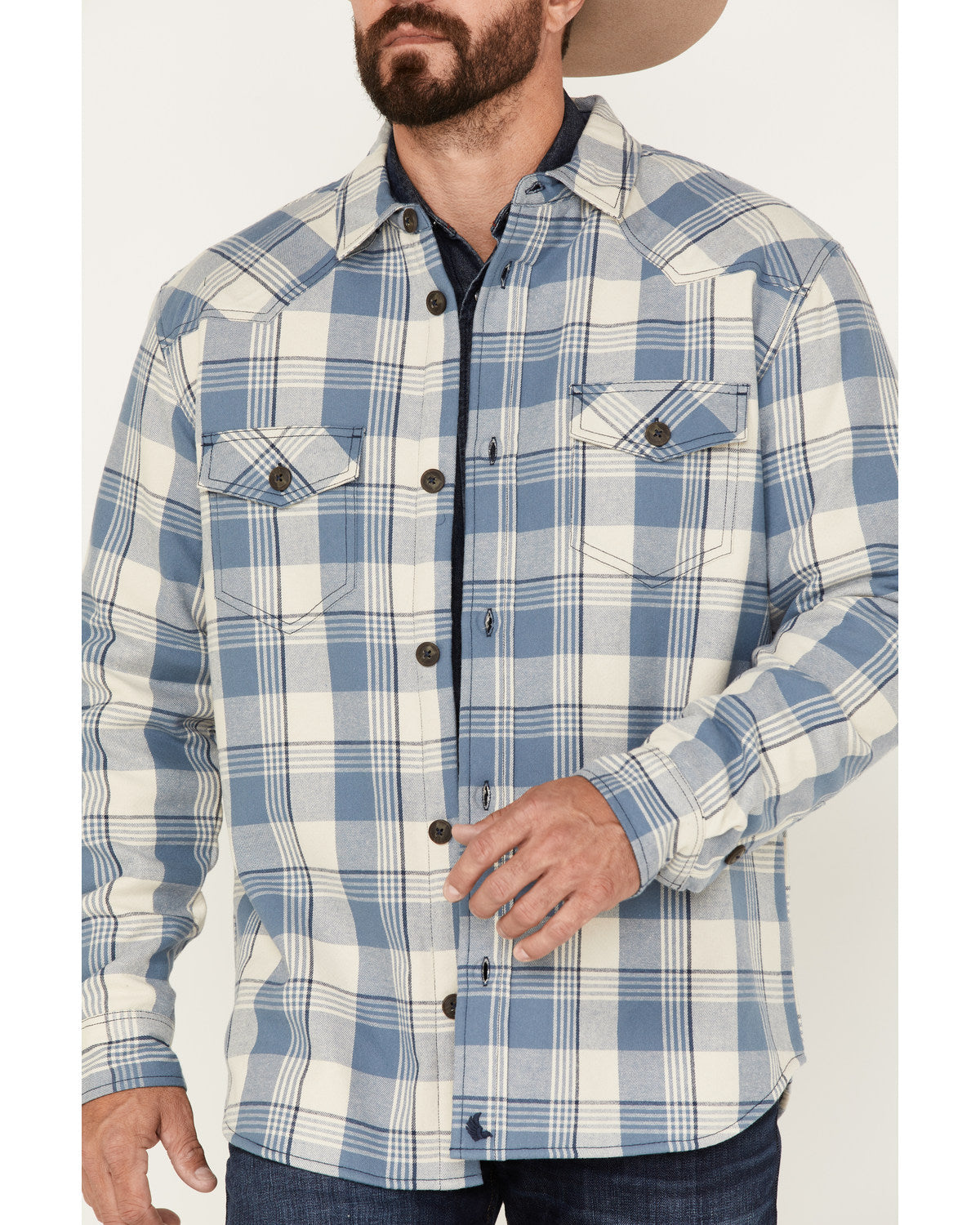 Men's Oregon Trail Plaid Button-Down Bonded Western Flannel