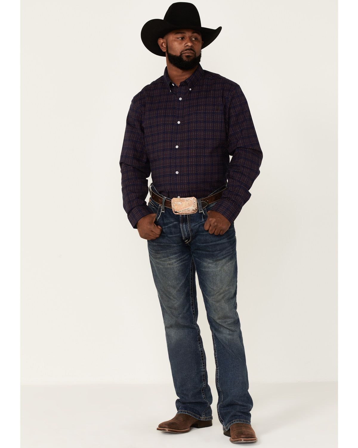 Core Brutus Dobby Geo Print Long Sleeve Button-Down Western
