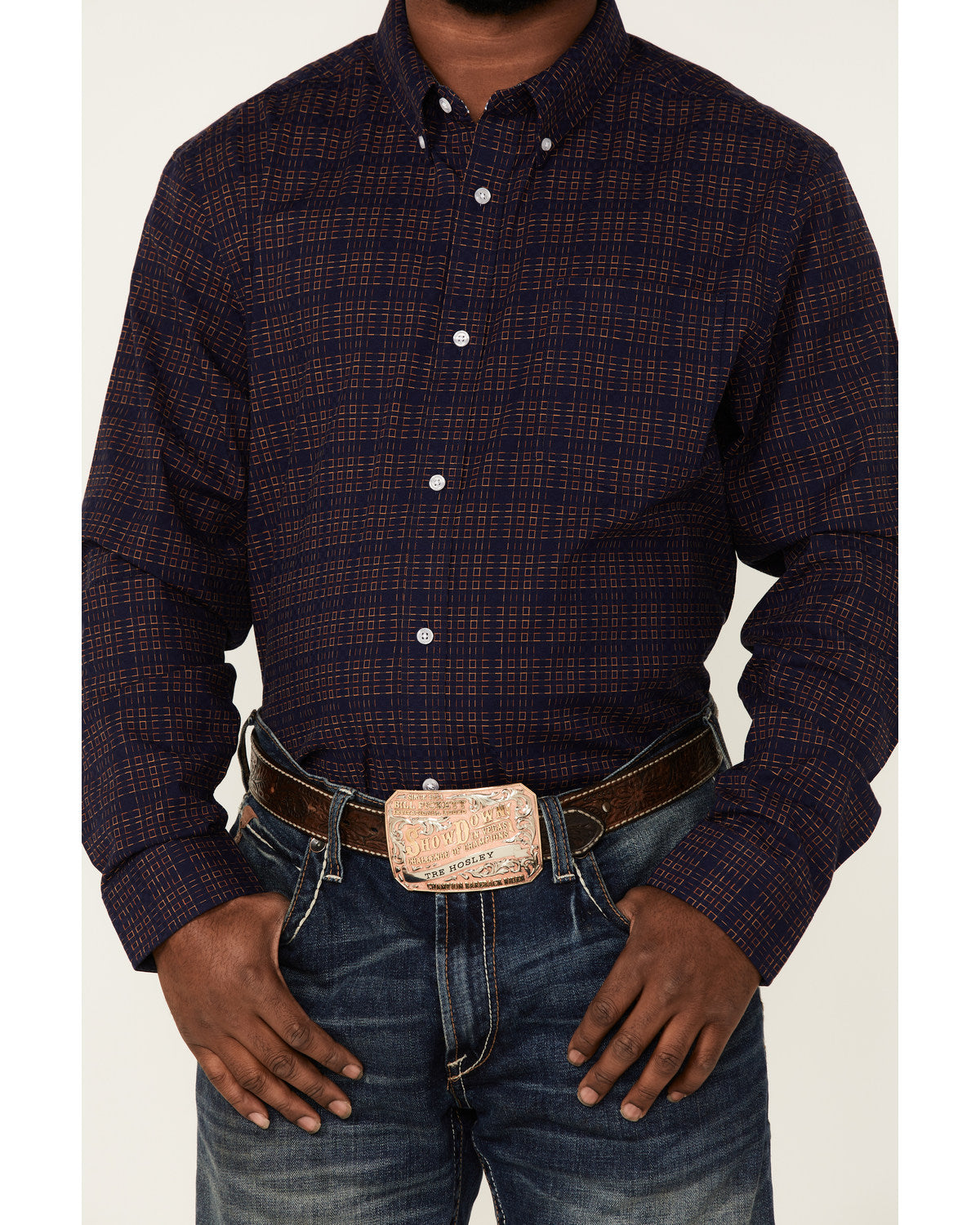 Core Brutus Dobby Geo Print Long Sleeve Button-Down Western