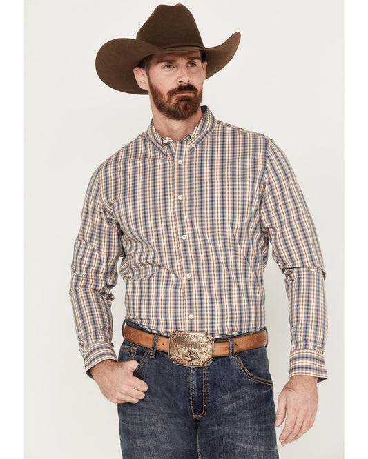 Men's Hayfield Plaid Print Long Sleeve Button-Down Stretch