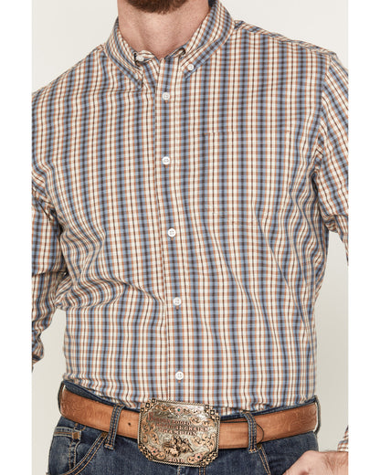 Men's Hayfield Plaid Print Long Sleeve Button-Down Stretch