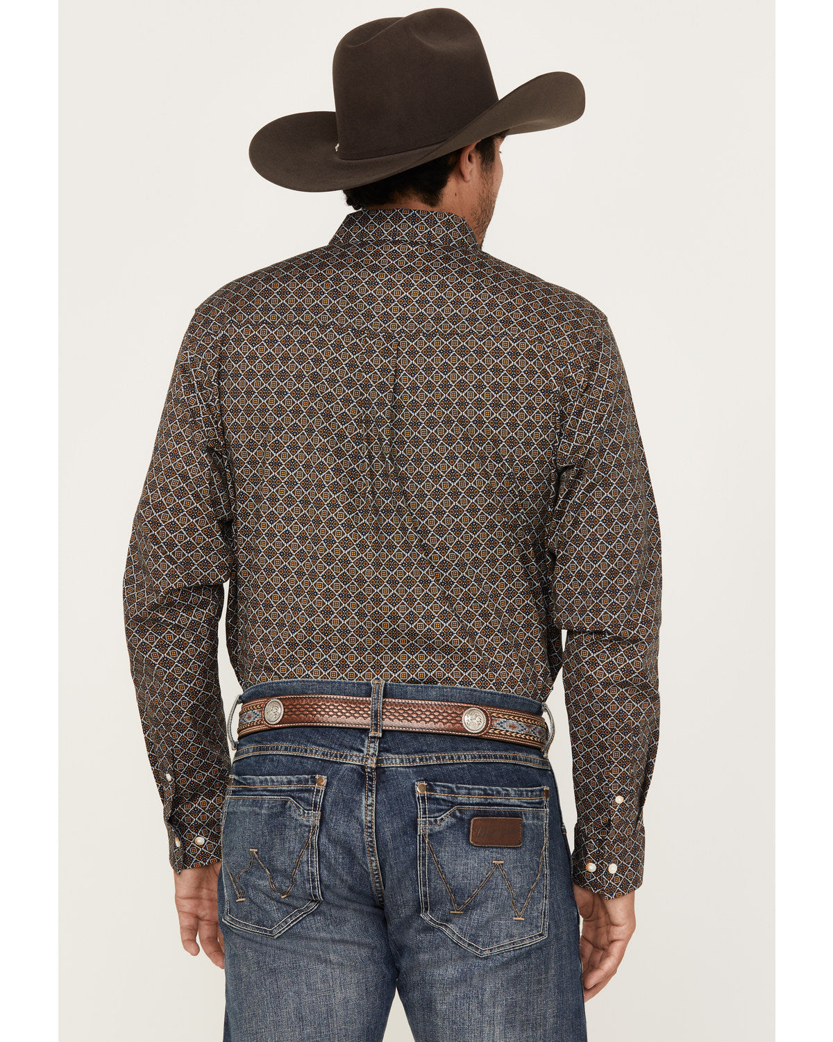 Men's Money Maker Print Long Sleeve Button-Down Western Shi