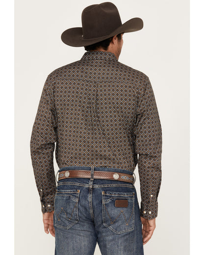 Men's Money Maker Print Long Sleeve Button-Down Western Shi