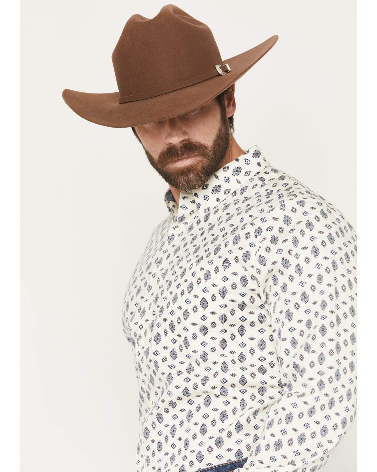 Men's Horizon View Southwestern Geo Print Long Sleeve Butto