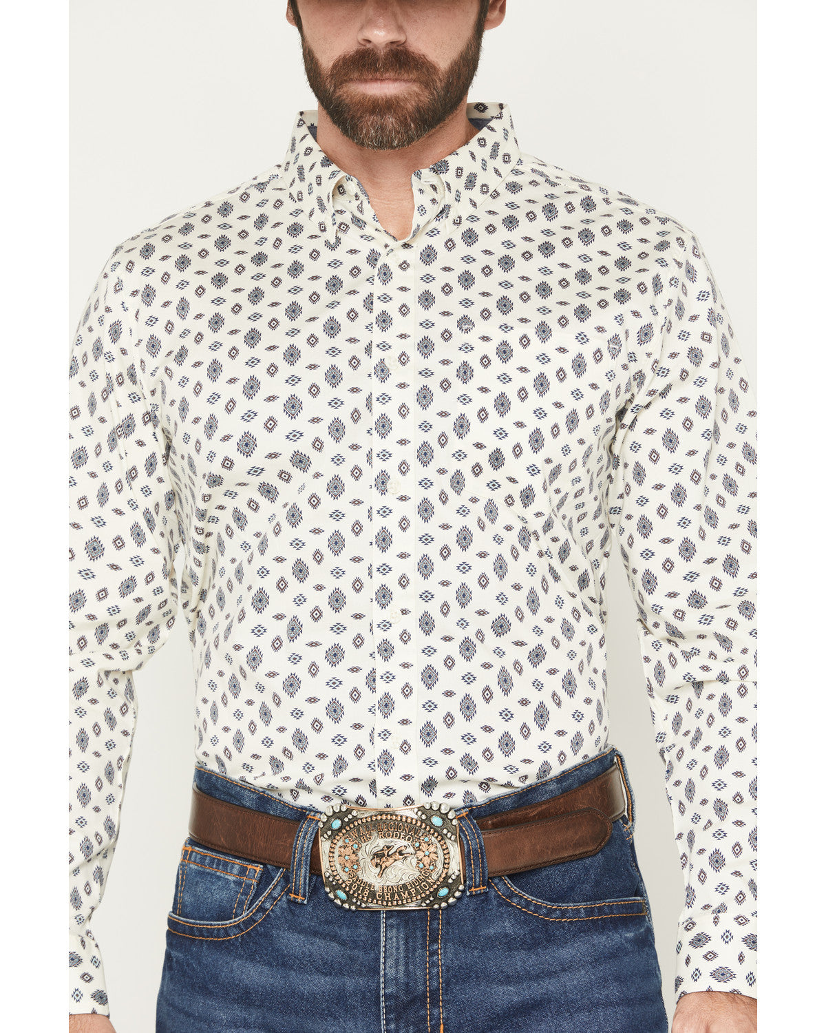 Men's Horizon View Southwestern Geo Print Long Sleeve Butto