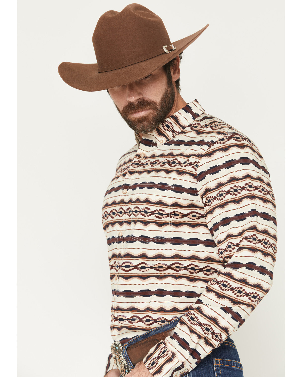 Men's Maverick Southwestern Print Long Sleeve Button-Down S