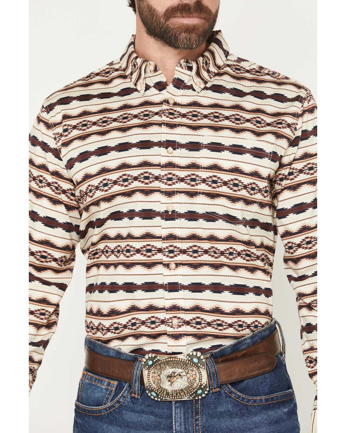 Men's Maverick Southwestern Print Long Sleeve Button-Down S