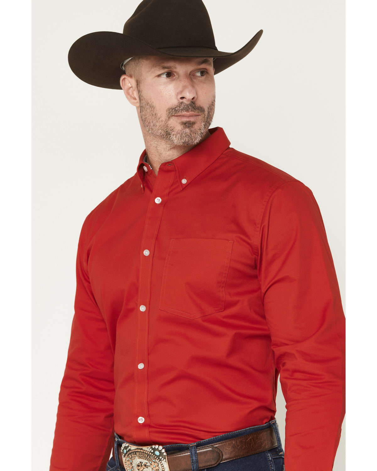 Men's Performance Twill Solid Long Sleeve Button-Down Stret