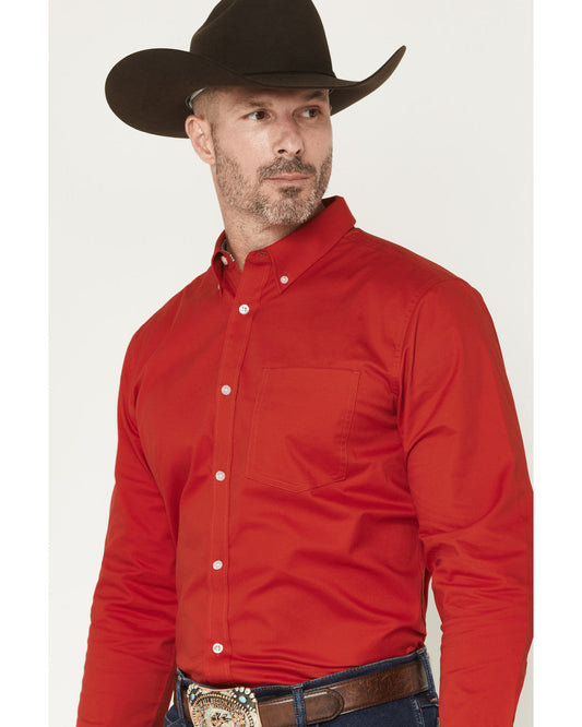 Men's Performance Twill Solid Long Sleeve Button-Down Stret