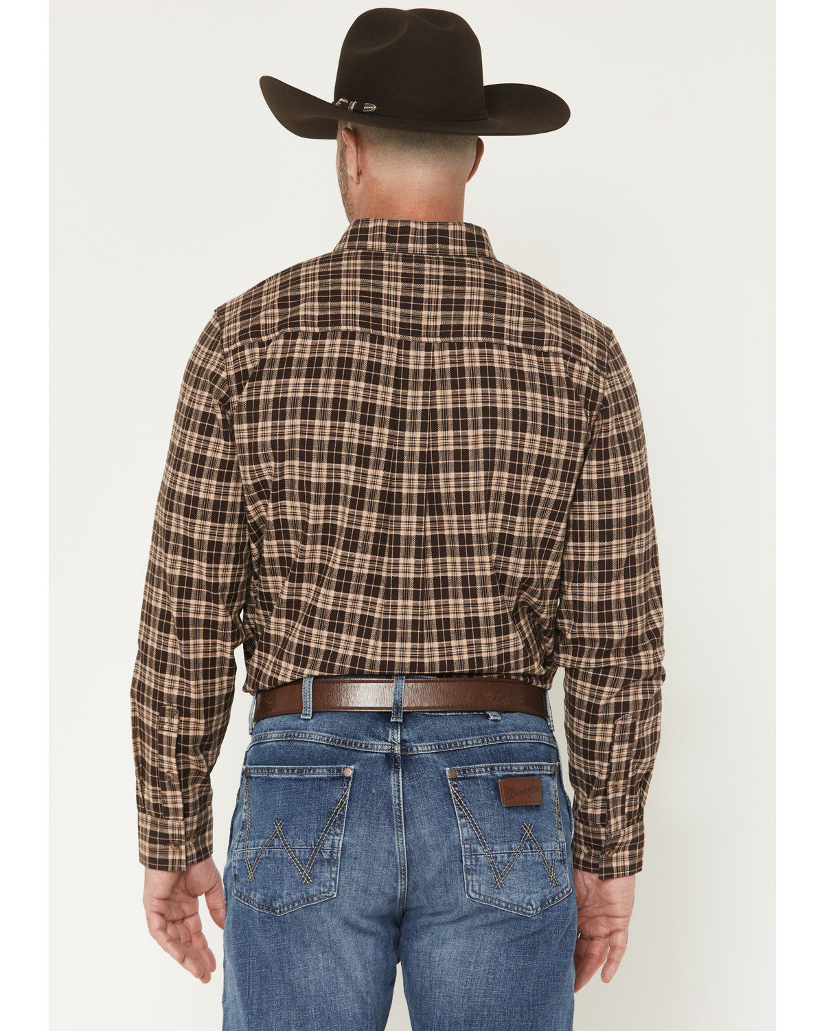 Men's Whiskey Ranch Plaid Print Long Sleeve Button-Down Str