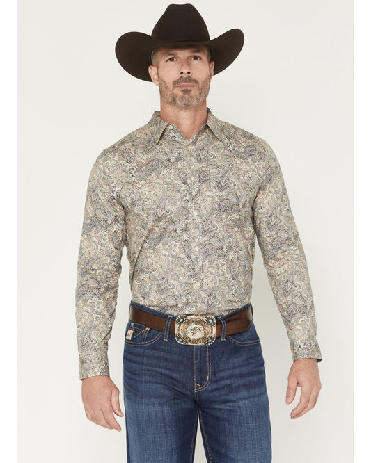 Men's Neverland Paisley Print Long Sleeve Button-Down Stret