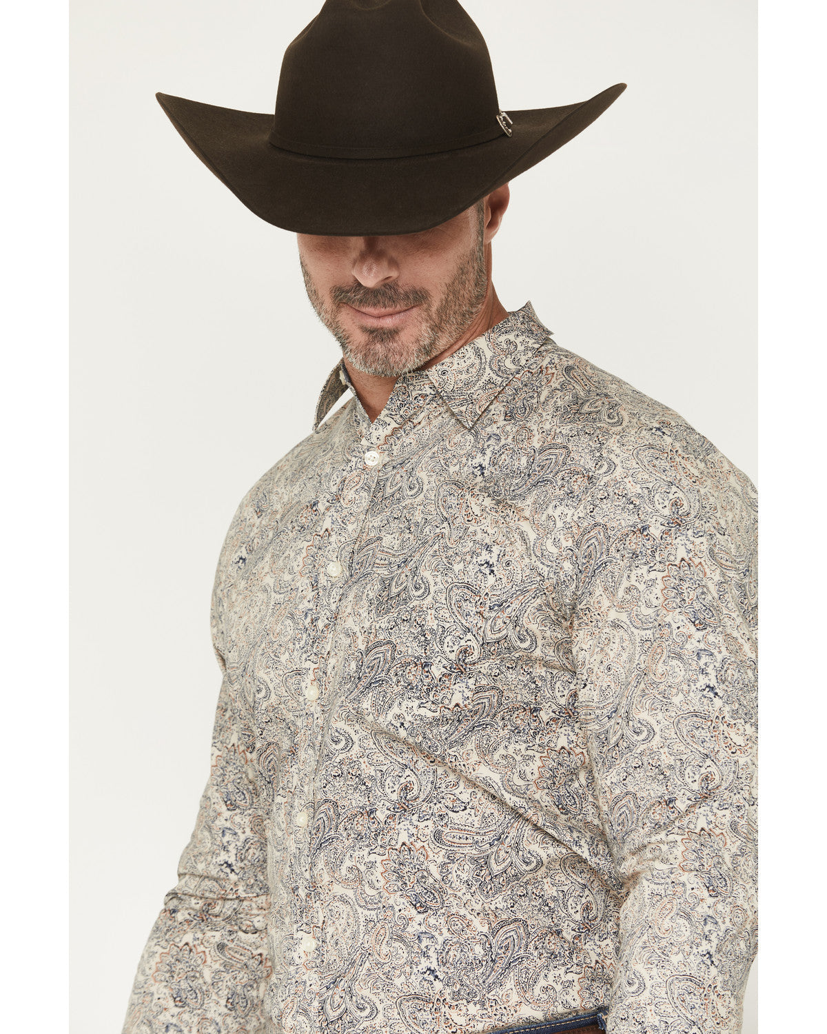 Men's Neverland Paisley Print Long Sleeve Button-Down Stret