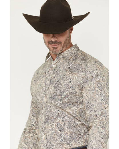 Men's Neverland Paisley Print Long Sleeve Button-Down Stret