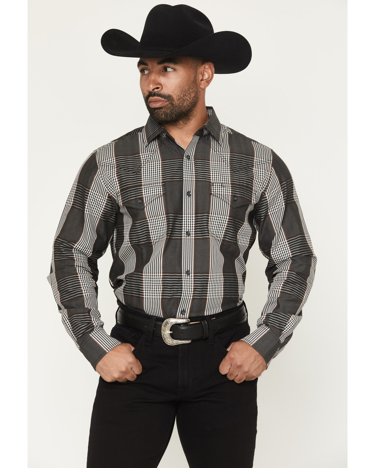 Black 1978® Men's Ace Plaid Print Long Sleeve Button-Down W