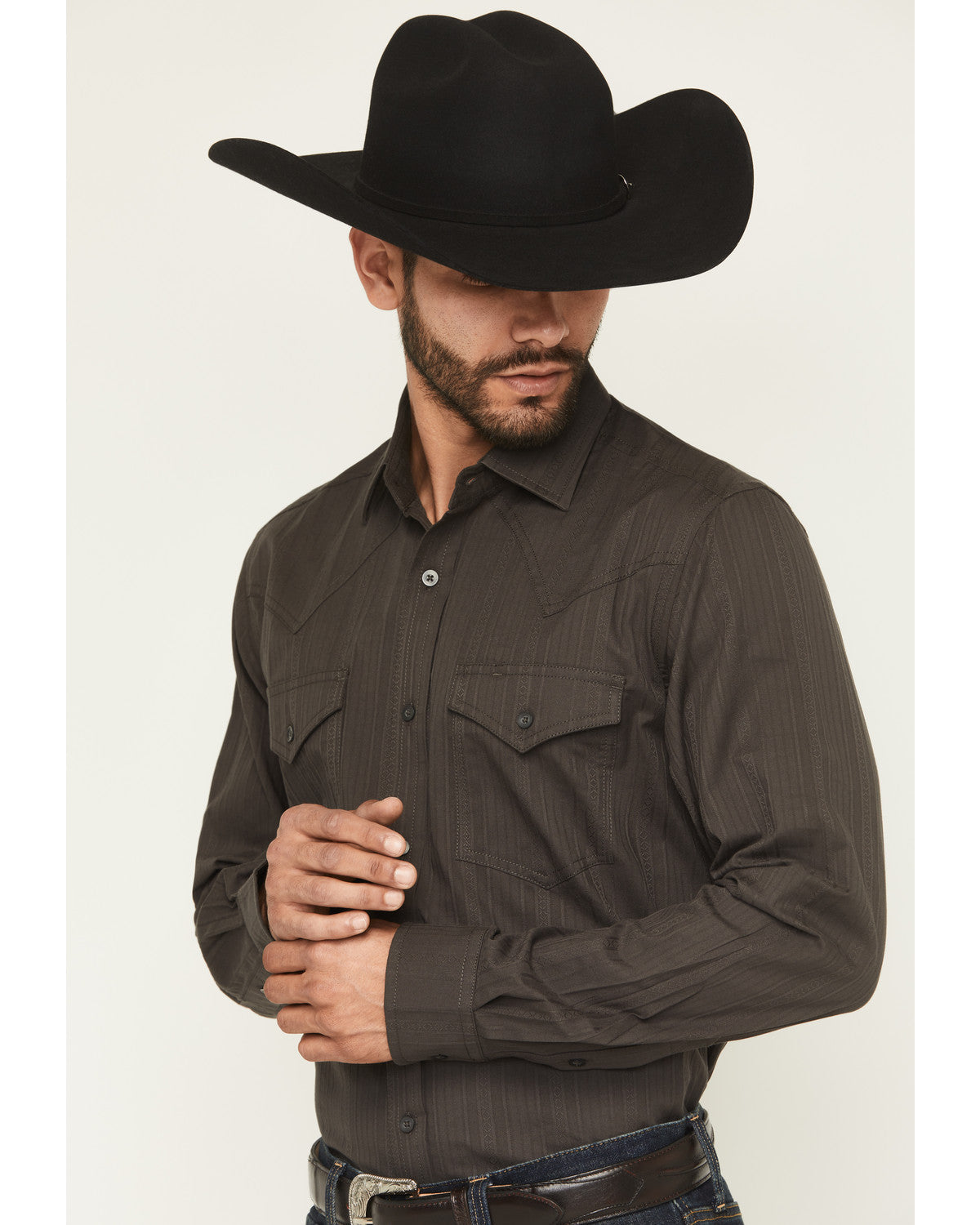 Black 1978® Men's Cluny Tonal Striped Long Sleeve Button-Do