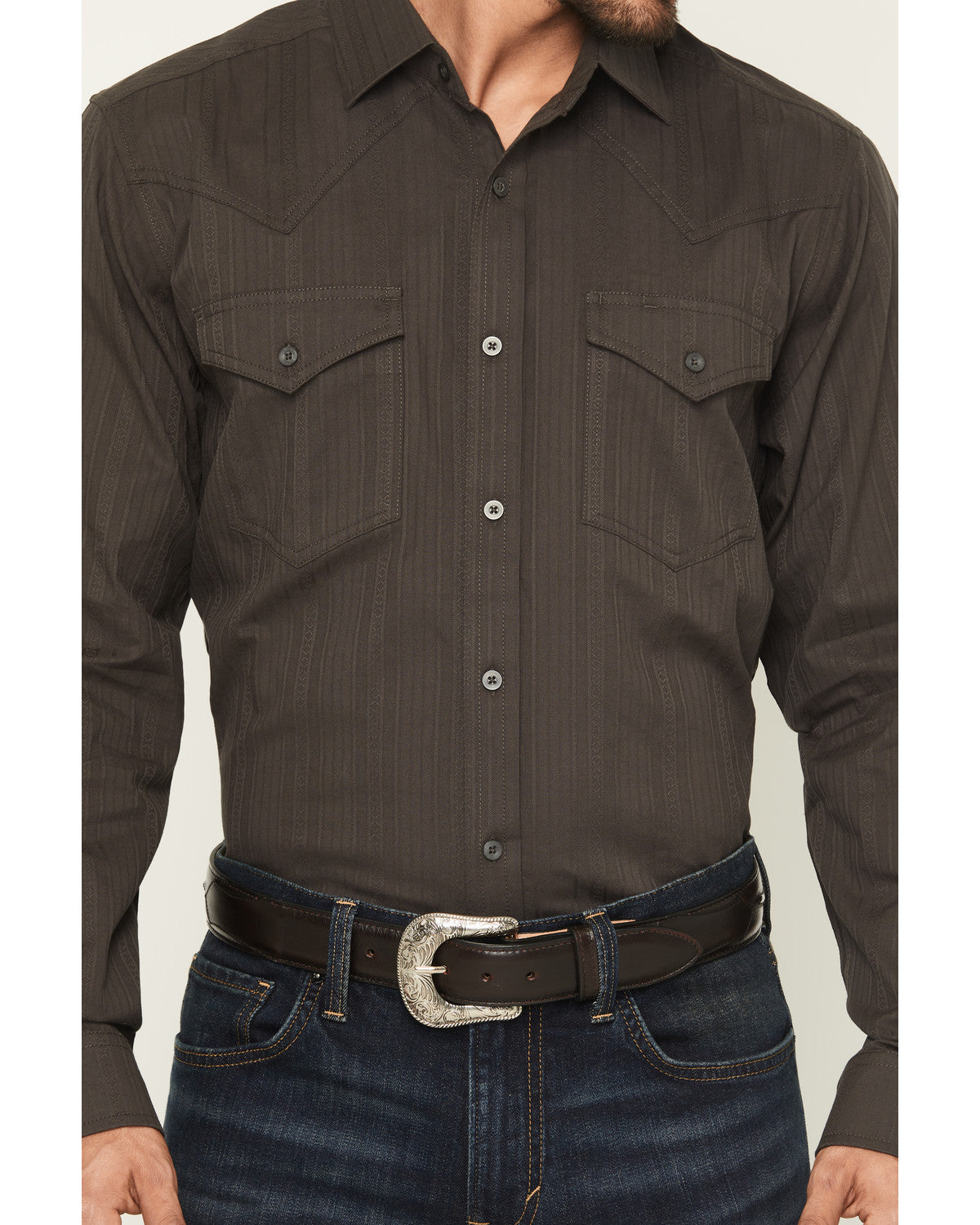 Black 1978® Men's Cluny Tonal Striped Long Sleeve Button-Do