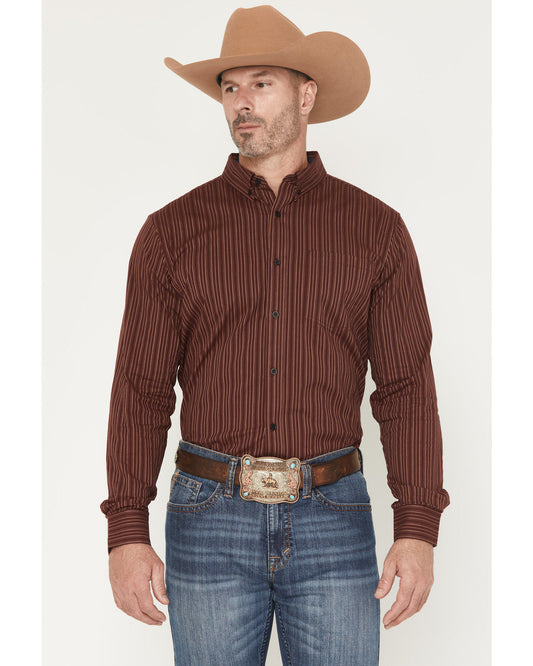 Men's Wildfire Stripe Print Long Sleeve Button-Down Stretch