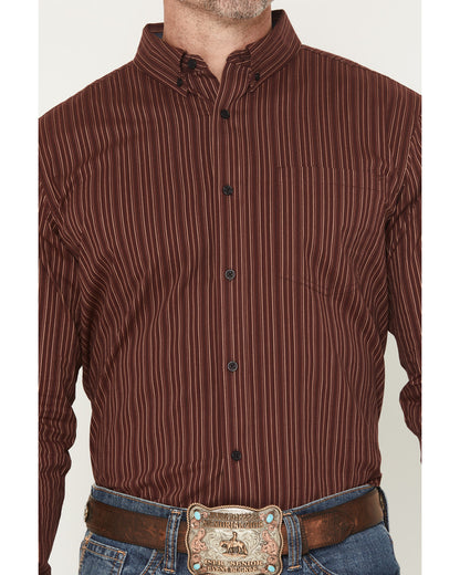 Men's Wildfire Stripe Print Long Sleeve Button-Down Stretch