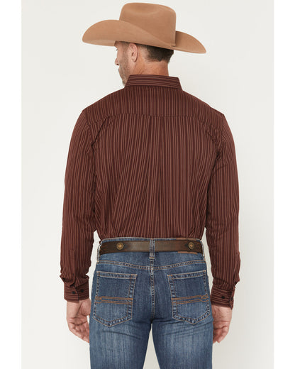 Men's Wildfire Stripe Print Long Sleeve Button-Down Stretch