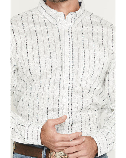 Men's Ranchers Legend Floral Stripe Print Long Sleeve Butto