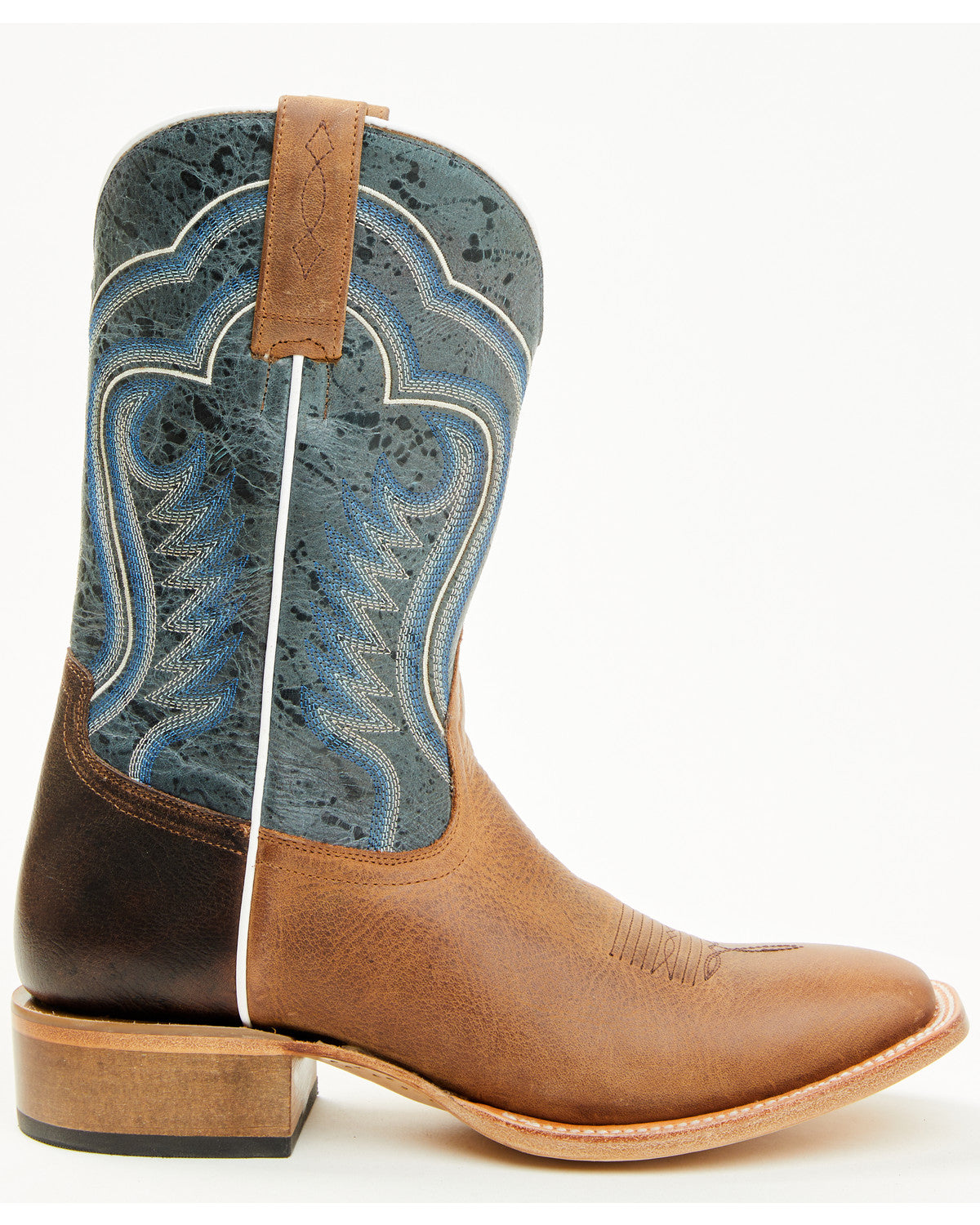 Men's Rover Blue Western Boots - Broad Square Toe