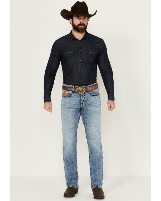 Men's Clover Leaf Wash Jackson Slim Straight Stretch Denim