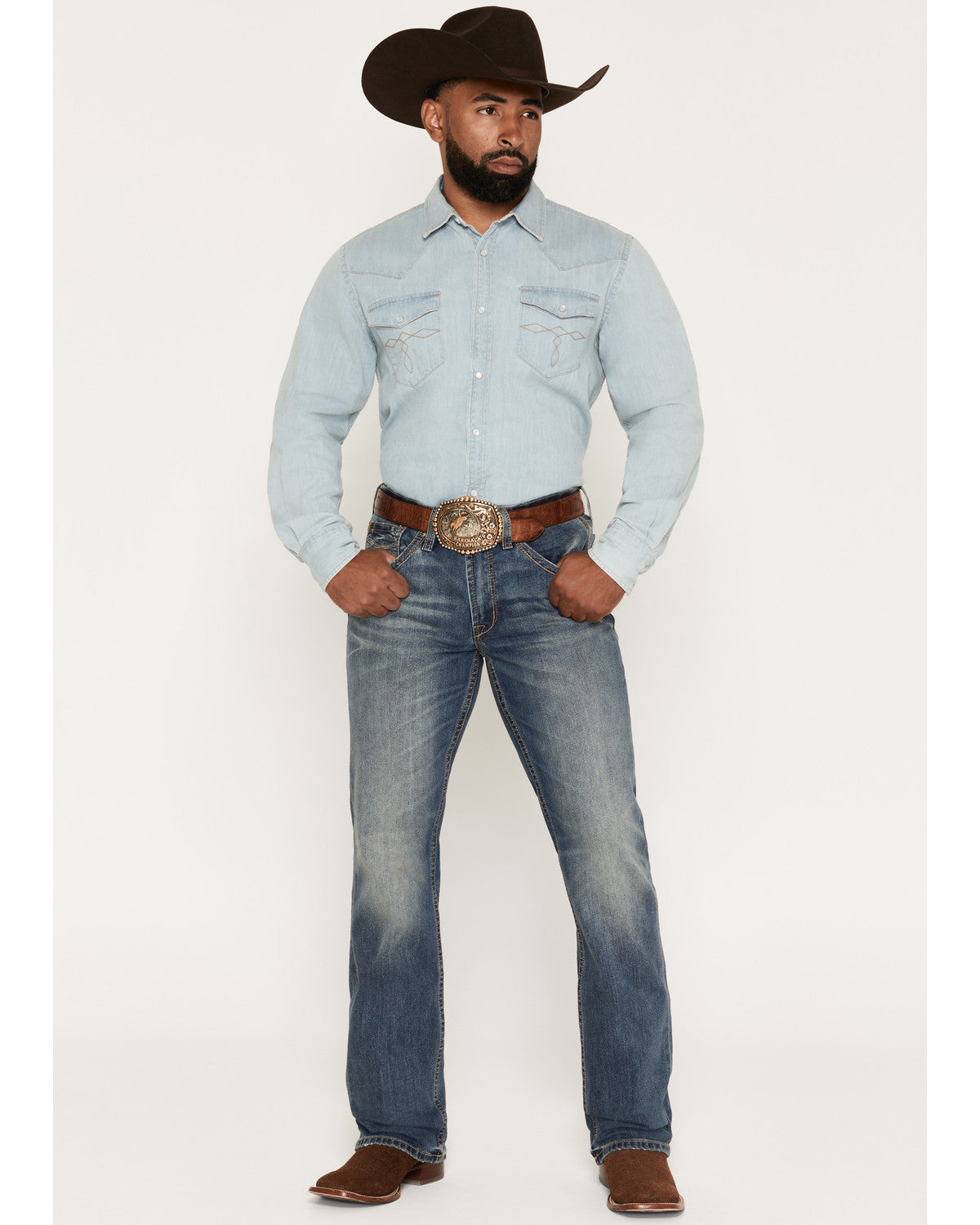 Men's Denver Wash Wyatt Slim Bootcut Stretch Denim Jeans