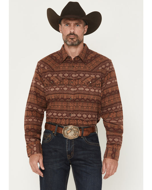 Men's Red Label Southwestern Print Long Sleeve Snap Flannel