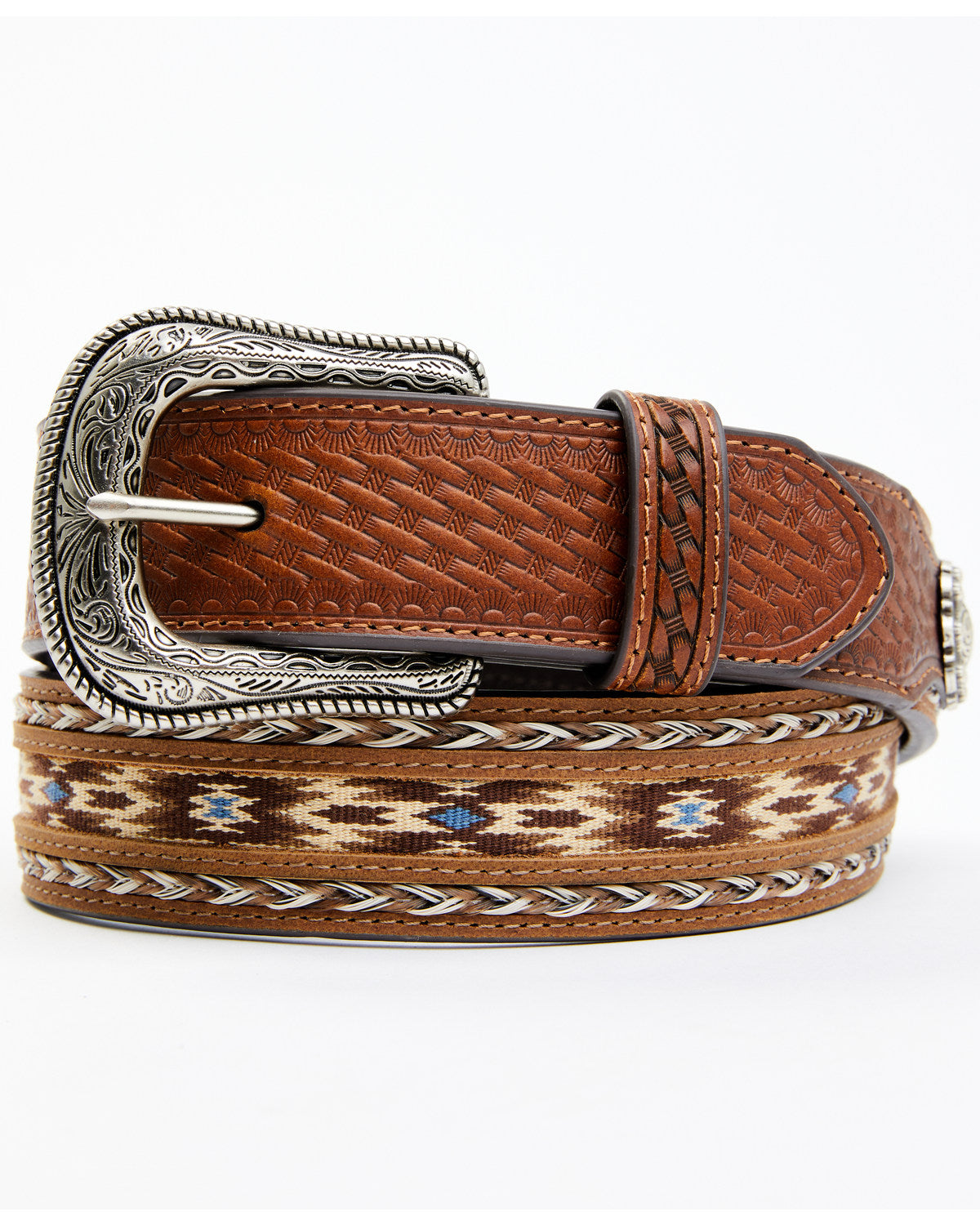 Men's Southwestern Concho Ribbon Inlay Belt