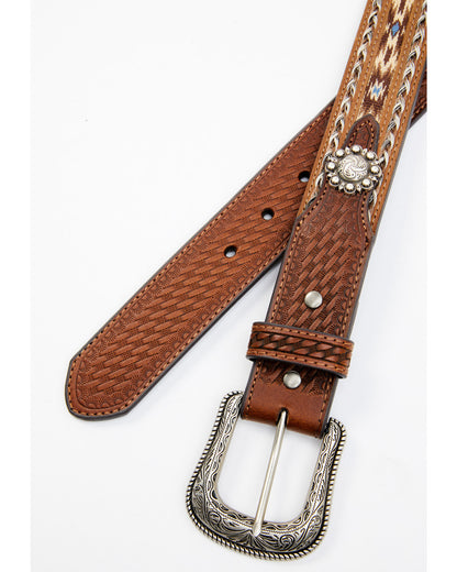 Men's Southwestern Concho Ribbon Inlay Belt