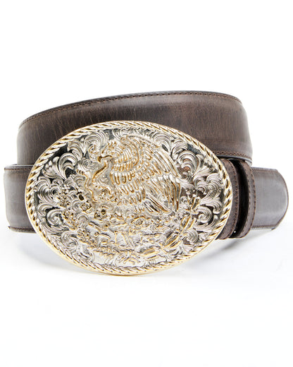 Men's Two-Tone Mexican Eagle Buckle Belt