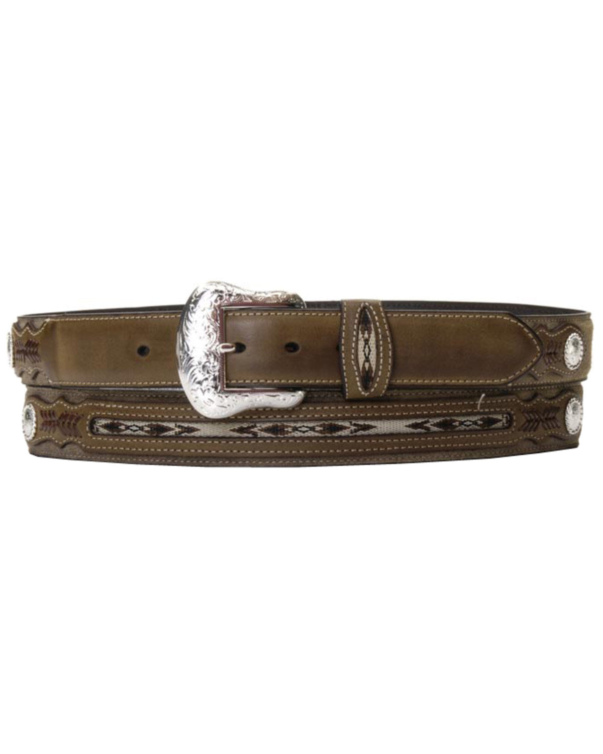 Men's Ribbon Inlay Leather Belt