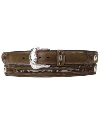Men's Ribbon Inlay Leather Belt