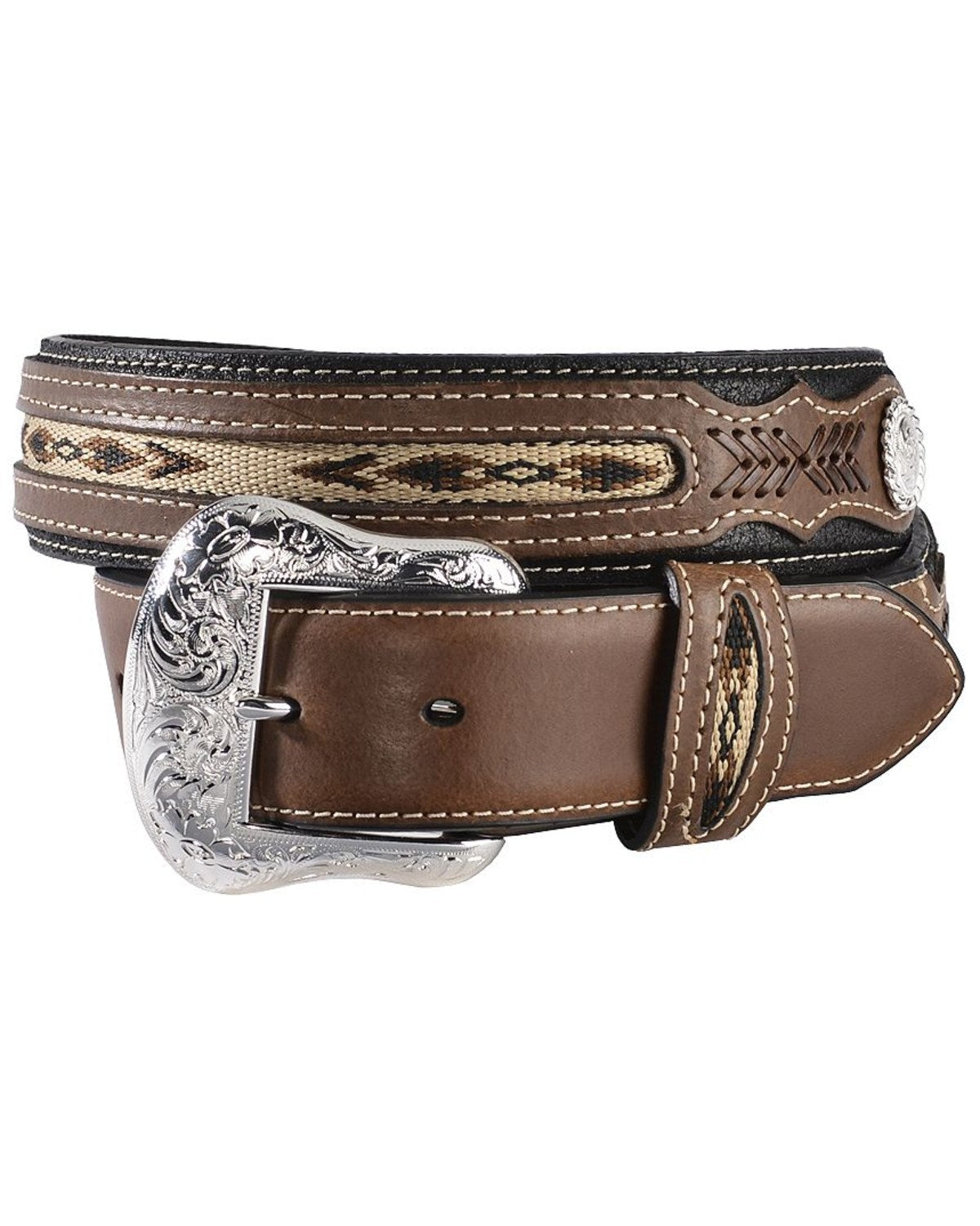Men's Ribbon Inlay Leather Belt