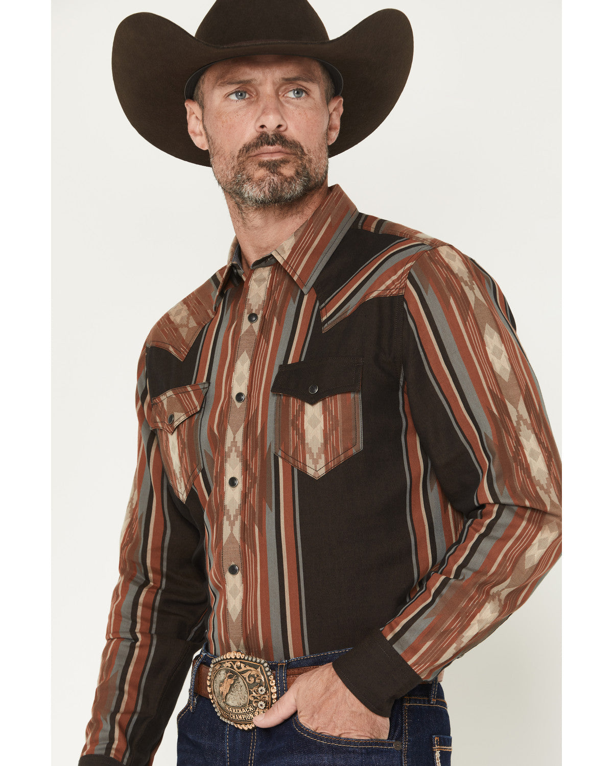 Men's Desert Trail Southwestern Stripe Print Long Sleeve Sn