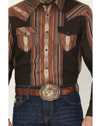 Men's Desert Trail Southwestern Stripe Print Long Sleeve Sn
