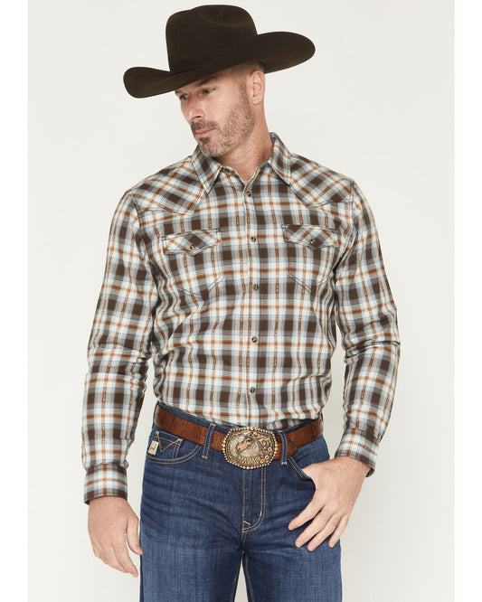 The American Cowboy Southwestern Plaid Print Long Sleeve Sn