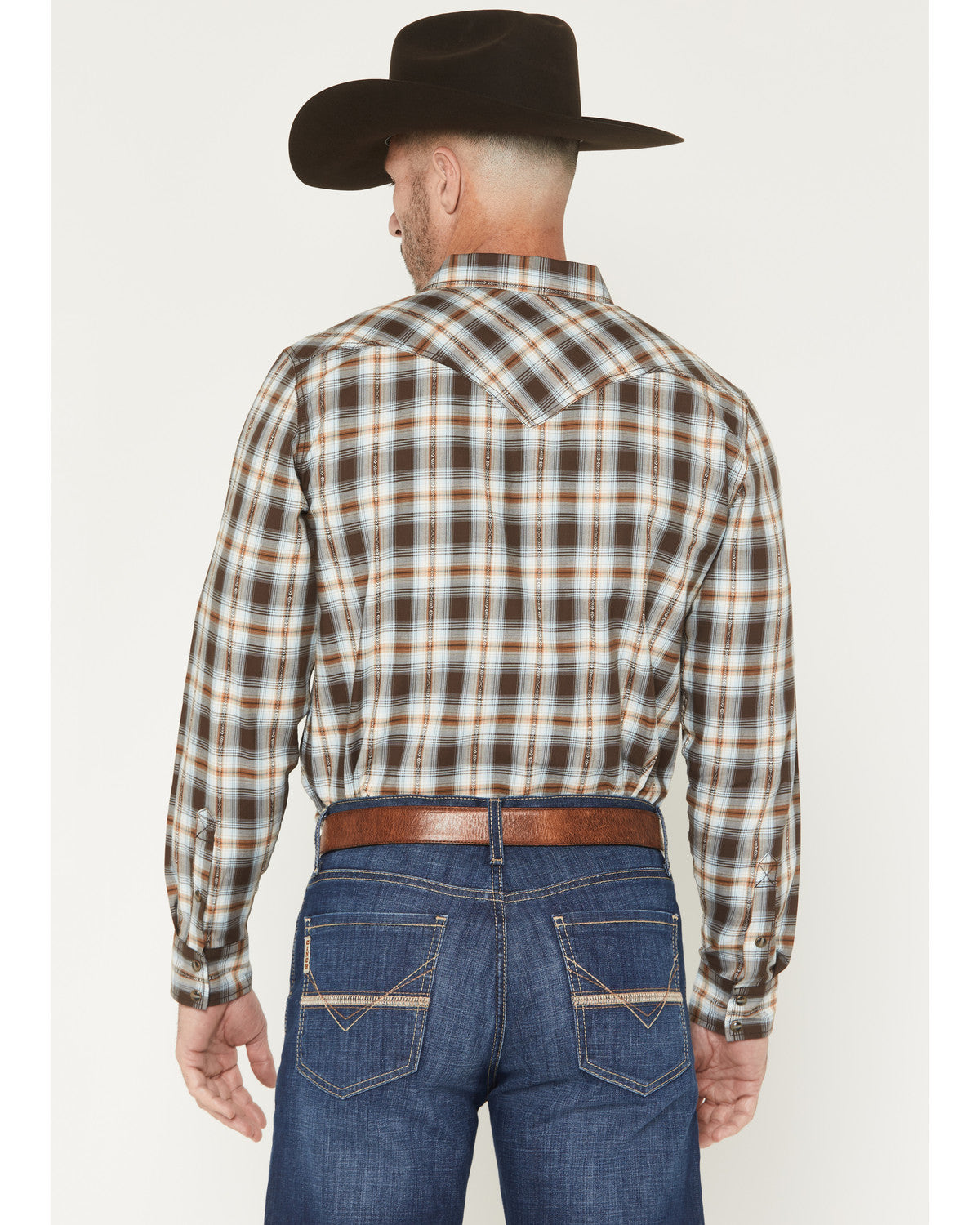 The American Cowboy Southwestern Plaid Print Long Sleeve Sn