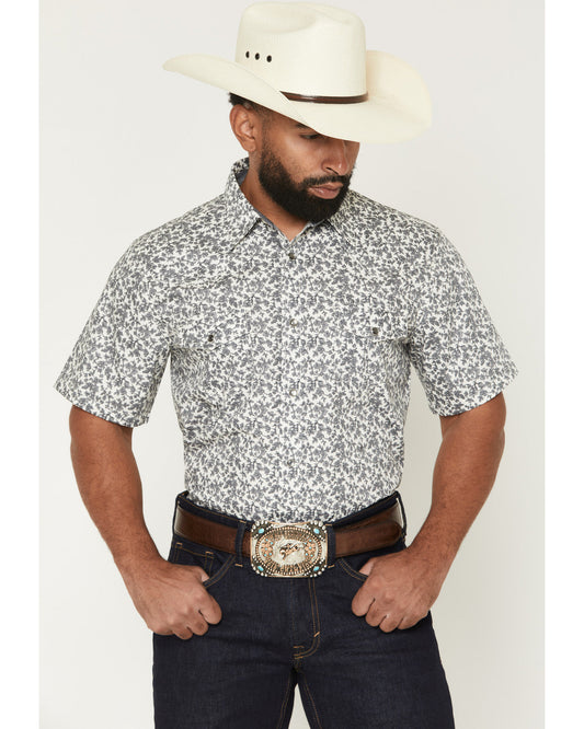 Men's Flynn Floral Print Short Sleeve Snap Western Shirt